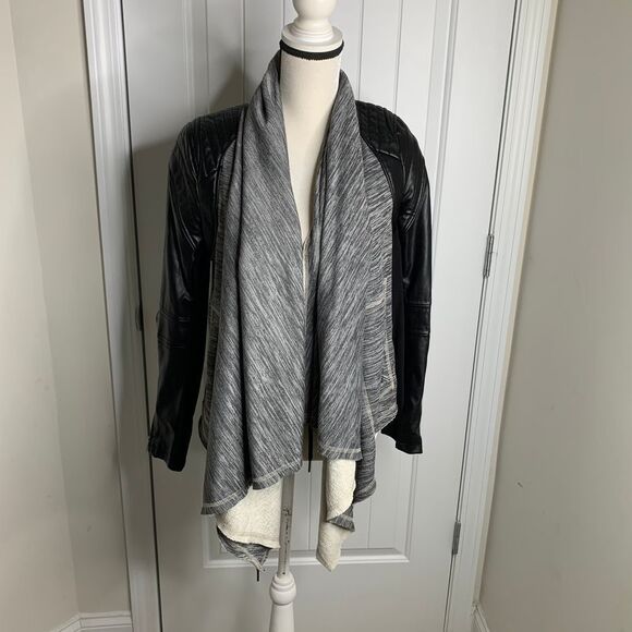 Blank NYC Anthropologie color block faux leather open front jacket size‎ medium - Picture 1 of 7